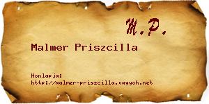 Malmer Priszcilla névjegykártya